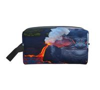 Kilauea Volcanos Print Portable Travel Toiletry Storage Bag Large Capacity 600D Polyester Cosmetic Storage Bag
