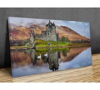 Kilchurn Castle Canvas Print - Scottish Highlands Landscape on Loch Awe,mounted canvas print ready to hang (36x20in 90x50cm)