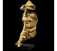 KILCVEM Modern Home Ornaments - 28cm Silence is Gold Thinker Statue - Creative Abstract Art Figurine Resin Sculptures for Living Room Office Study Entrance Decor (Copper)