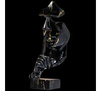 KILCVEM Modern Sculpture Ornaments - Silence is Gold Thinker Figure Statue - Creative Abstract Art Figurine Resin Men Sculptures for Living Room Study Entrance Home Office Decor, Black Gold
