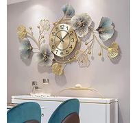 KILELI Modern Metal Art Dial 3D Creative Ginkgo Leaf Mute Wall Clock, Handmade Nature Home Art Decoration & Modern Light Luxury Kitchen Gifts, for Study Living Room Bedroom Artwork Hotel