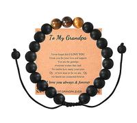 Kilener Beaded Bracelets for Men Bonus Dad Gifts from Daughter Son Father Day Gifts for Grandpa Papa Gifts Bracelet from Grandchildren Uncle Gifts from Niece Nephew, S, Stone