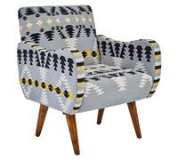 Kilim Style Armchair, Multicoloured Geometric Pattern Upholstered Chair, Mango Wood Frame & Legs Interiors by Premier Multi One Size