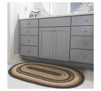 Kilimanjaro Black and Tan Oval Braided Rug, 2x3' - Handmade with Jute, Warm Primitive Decor, Perfect for Bathrooms and Entryways - Reversible and Easy to Clean