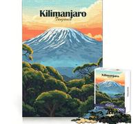 Kilimanjaro Mountain Poster Jigsaw Puzzles 1000 Piece for Teenagers Sharp Memory Soothing Downtime Neat Edges Nice Gift size 38x26cm
