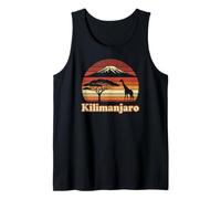 Kilimanjaro, Retro Safari Sunset, Giraffe Mountain and Tree Tank Top