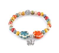 KILIPOL Bohemian Hippie New Chinese Ethnic Style Colorful Ceramic Bead Bracelet, Iiterary And Ancient Style Colorful Bracelet, Bohemian Summer Beach Jewelry Gift For Women Christmas Gift(Style16