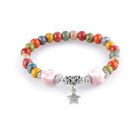 KILIPOL Bohemian Hippie New Chinese Ethnic Style Colorful Ceramic Bead Bracelet, Iiterary And Ancient Style Colorful Bracelet, Bohemian Summer Beach Jewelry Gift For Women Christmas Gift(Style11