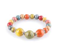 KILIPOL Bohemian Hippie New Chinese Ethnic Style Colorful Ceramic Bead Bracelet, Iiterary And Ancient Style Colorful Bracelet, Bohemian Summer Beach Jewelry Gift For Women Christmas Gift(Style5