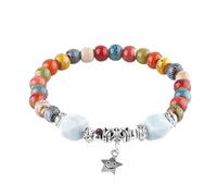 KILIPOL Bohemian Hippie New Chinese Ethnic Style Colorful Ceramic Bead Bracelet, Iiterary And Ancient Style Colorful Bracelet, Bohemian Summer Beach Jewelry Gift For Women Christmas Gift(Style12