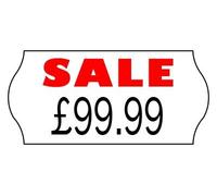 kilk - 30 Rolls 26mmx12mm White Sale Price Labels for Pricing Guns