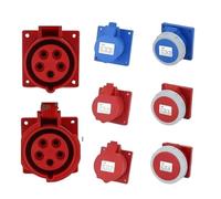 KILKCWFNH 1/5/20Pcs 16A/32A Industrial Plug&Socket 3P/4P/5Pin Electrical Connector IP67 Waterproof Electrical Connection Wall Mount Socket(16A Panel Mounted,1 PCS-4P IP67)