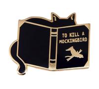 Kill a Mockingbird Enamel Pin Black Cat and Books brooch badges as novels gifts