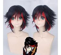 Kill LA Kill Matoi Ryuko Cosplay Wigs for Women Short Curly Synthetic Hair Wig Black and Red Gradient Anime Universal