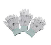 Kill Stat 3 Pairs Antistatic Carbon Fingertip Gloves For PC Building, PU Coated, Non Slip, Reusable, For Electronics PC Computer Phone Repair, ESD Safe, Grey, Small