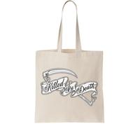 Killed by Death Canvas Tote Bag - Reusable Cotton Shopping Bag, Natural