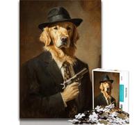 Killer Golden Retriever Adult Jigsaw Puzzles 1000 Pieces,Stress Reliever Difficult Challenge Deal As Gifts for The Whole Family (38x26cm)
