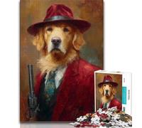 Killer Golden Retriever JigsawPuzzle 1000 Pieces for Teenagers,Challenging Game And Family Play Wall Decoration Unique Birthday And Xmas Gifts (38x26cm)