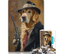 Killer Golden Retriever Jigsaws 1000 Pieces for Adults,Challenging To Complete But Fun And Humorous Educational Game for Birthday (50x75cm)