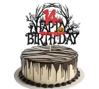 Killer Happy 14th Birthday Cake Topper, Halloween Zombie Vampire Bloody Friday Birthday Décor, Halloween Horror Themed 14th Birthday Party Decorations