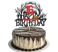 Killer Happy 16th Birthday Cake Topper, Halloween Zombie Vampire Bloody Friday Birthday Décor, Halloween Horror Themed 16th Birthday Party Decorations
