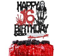 Killer Happy 16th Birthday Cake Topper, Halloween Zombie Vampire Bloody Friday Birthday Decor, Halloween Knife Horror Themed 16 Years Old Birthday Party Decorations Supplies