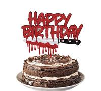 Killer Happy Birthday Cake Topper, Halloween Themed Birthday Cake Decorations, Horror Movie Party Decor, Halloween Zombie Vampire Party Decoration Supplies Glitter