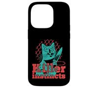 Killer Instincts Cat with Knife Pop Art Feline Funny Kitty Case for iPhone 14 Pro