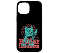 Killer Instincts Cat with Knife Pop Art Feline Funny Kitty Case for iPhone 15