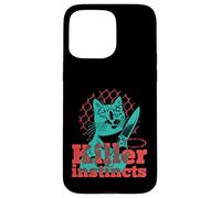 Killer Instincts Cat with Knife Pop Art Feline Funny Kitty Case for iPhone 15 Pro Max