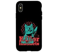 Killer Instincts Cat with Knife Pop Art Feline Funny Kitty Case for iPhone X/XS