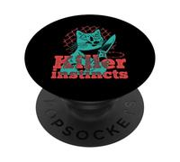 Killer Instincts Cat with Knife Pop Art Feline Funny Kitty PopSockets Adhesive PopGrip