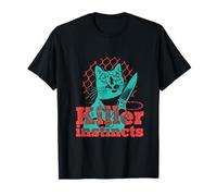 Killer Instincts Cat with Knife Pop Art Feline Funny Kitty T-Shirt