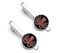 Killer Octopuss Men's Tie Clips Necktie Bar Pinch Clip Set of 2 Formal Business Wedding Accessories