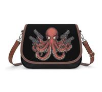 Killer Octopuss Women's Crossbody Bag Shoulder Messenger Handbag PU Leather Purse