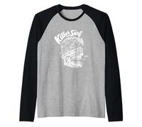 Killer Surf Surf Skeleton Surfing Raglan Baseball Tee
