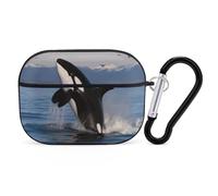 Killer Whale AirPods Pro Case Cover with Keychain Ring PC Hard Shell Protective Case for AirPods Pro 2nd for Women Men Generation Easy Open Full Drop Protection Cover Black-Style