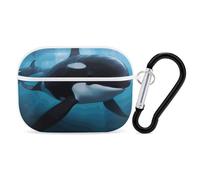 Killer Whale AirPods Pro Case Cover with Keychain Ring PC Hard Shell Protective Case for AirPods Pro 2nd for Women Men Generation Easy Open Full Drop Protection Cover White-Style