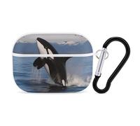 Killer Whale AirPods Pro Case Cover with Keychain Ring PC Hard Shell Protective Case for AirPods Pro 2nd for Women Men Generation Easy Open Full Drop Protection Cover White-Style