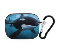 Killer Whale AirPods Pro Case Cover with Keychain Ring PC Hard Shell Protective Case for AirPods Pro 2nd for Women Men Generation Easy Open Full Drop Protection Cover Black-Style