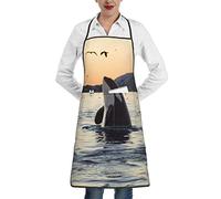 Killer Whale Apron With Pocket, Restaurant Apron, Waiter Work Apron, Soft And Comfortable., White, One Size