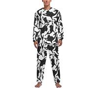 Killer Whale Art Men's Pyjamas Set Long Sleeve Sleepwear Soft 2 Piece Lounge Sets Pjs L