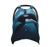 Killer Whale Baby Car Seat Canopy Cover, Multi Use Breathable Nursing Breastfeeding Covers for Mom Soft Stroller Sun Shade Newborn Shower Gift