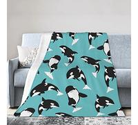 Killer Whale Blanket Soft Warm Bed Bedding Throw Blankets Cool Boys Gifts for Couch Bedroom Sofa Office Car, All Season Cozy Flannel Plush Blanket for Kids Adults, 50"X40"
