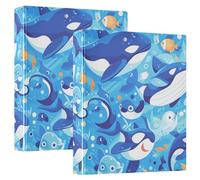 Killer Whale Blue 3.8cm Notebook Binder Round Rings Binder Boxes With Storage Box 1/2 Pack Office Supplies 200 Sheets