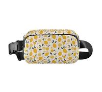Killer Whale Blue Mini Waist Bag Fanny Pack with Adjustable Strap for Workout Running Hiking, Fresh Lemons Hand Drawn Doodle, One Size