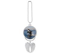 Killer Whale Car Hanging Ornament Rear View Mirror Pendant Lucky Presents Hanging Ornament Funny Car Pendant for Office Auto Home Decoration Silver-style