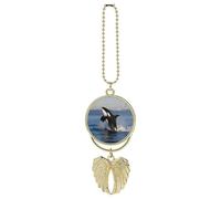 Killer Whale Car Hanging Ornament Rear View Mirror Pendant Lucky Presents Hanging Ornament Funny Car Pendant for Office Auto Home Decoration Golden-style
