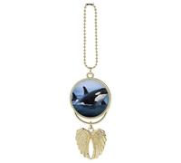 Killer Whale Car Rear View Mirror Hanging Accessories Car Charm Angel Wings Ornament Interior Decorations with Chain for Women Men