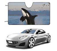 Killer Whale Car Windshield Sun Shade Keep Car Interior Cool 55"x30" Folding Front Window Sun Shade, Heat Shield for SUV, Truck, Blocks UV